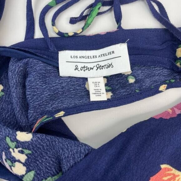 & OTHER STORIES Floral Open Back Culotte Jumpsuit Sz 4 - Picture 7 of 8